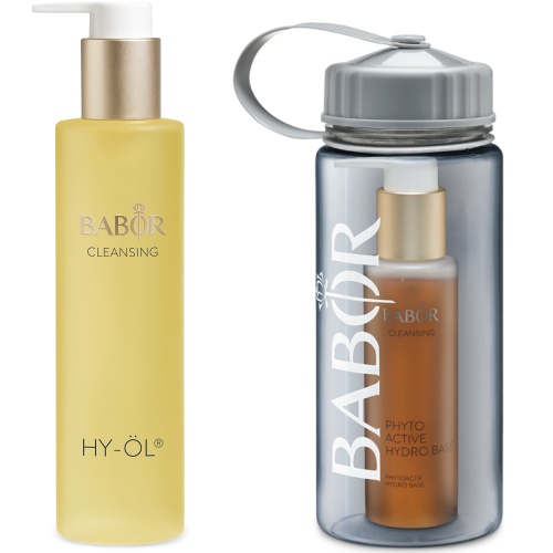 Verlevendigend en verfrissend kruidenextract voor het gebruik met HY-ÖL bij een droge huid. Nu in de set met prijsvoordeel en een klein cadeau. Cleansing Set Hydro Base met smoothiefles