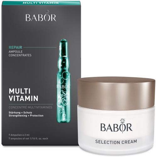 24h Intensivpflegeset zur Regeneration trockener Haut mit geschwächter Hautbarriere Selection Cream & Multi Vitamin